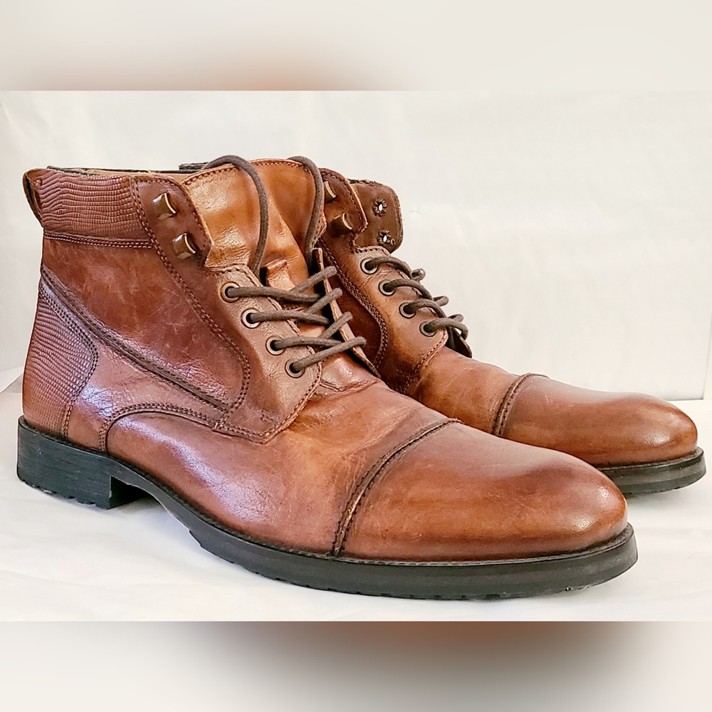 Brown Leather Boots Kenneth Cole Reaction Men's Brewster Lace-Up Boot Size 11M